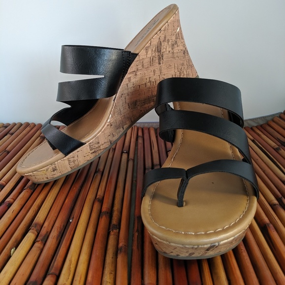 Arizona Jean Company Shoes - New Arizona cork wedge sandals black strap 9M